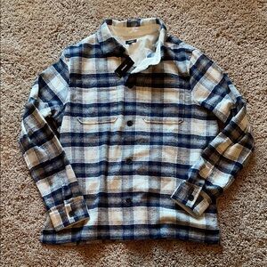NWT Express Blue and White Plaid shacket size large